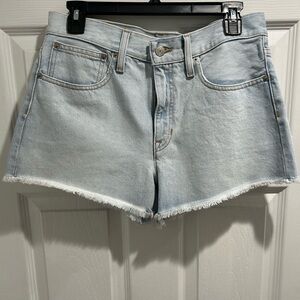 J. Crew Light Blue Frayed Hem Relaxed High Rise Denim Shorts 27